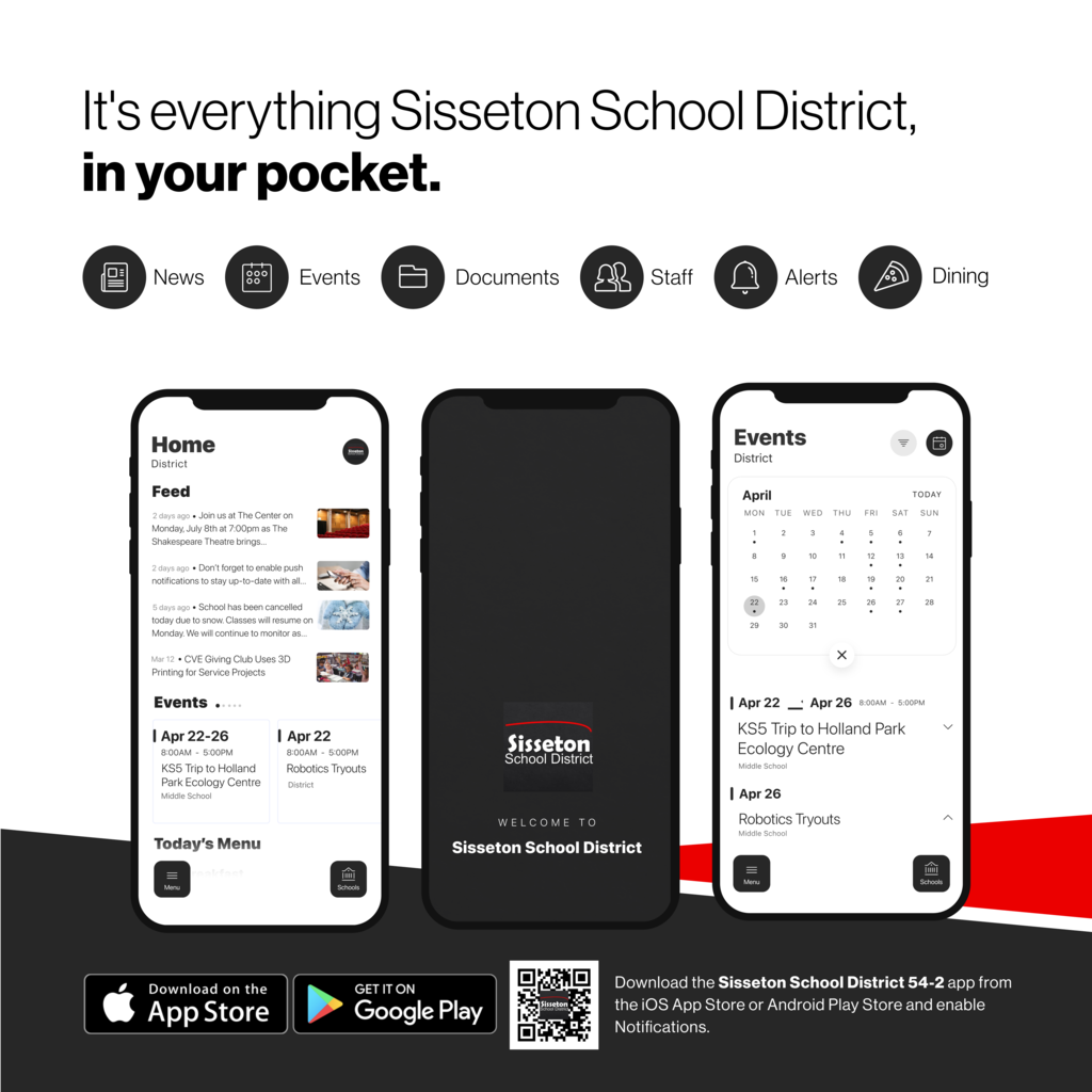 It's everything Sisseton School District in your pocket! Image of open app. 